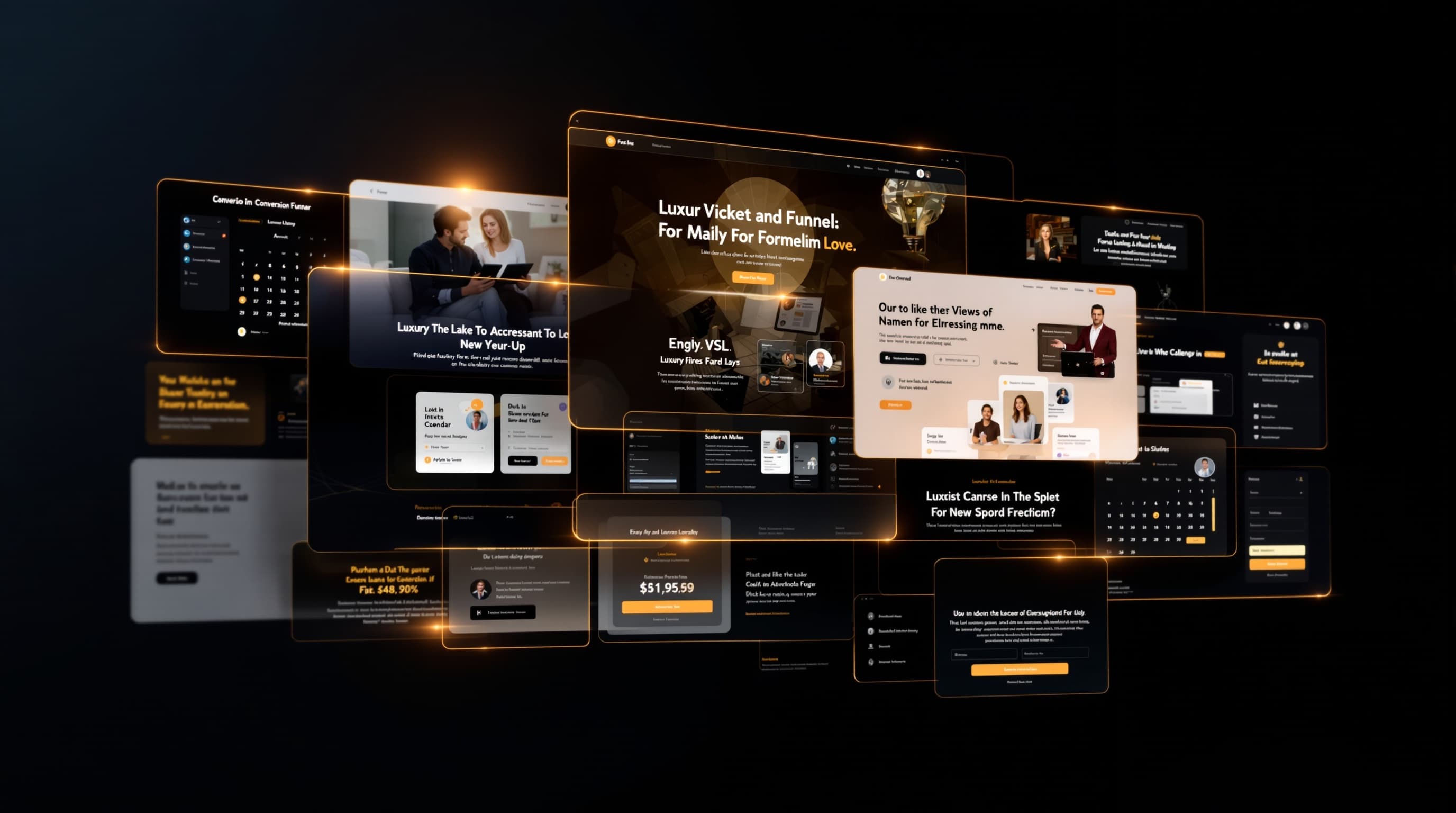 AI-generated premium funnel portfolio collage